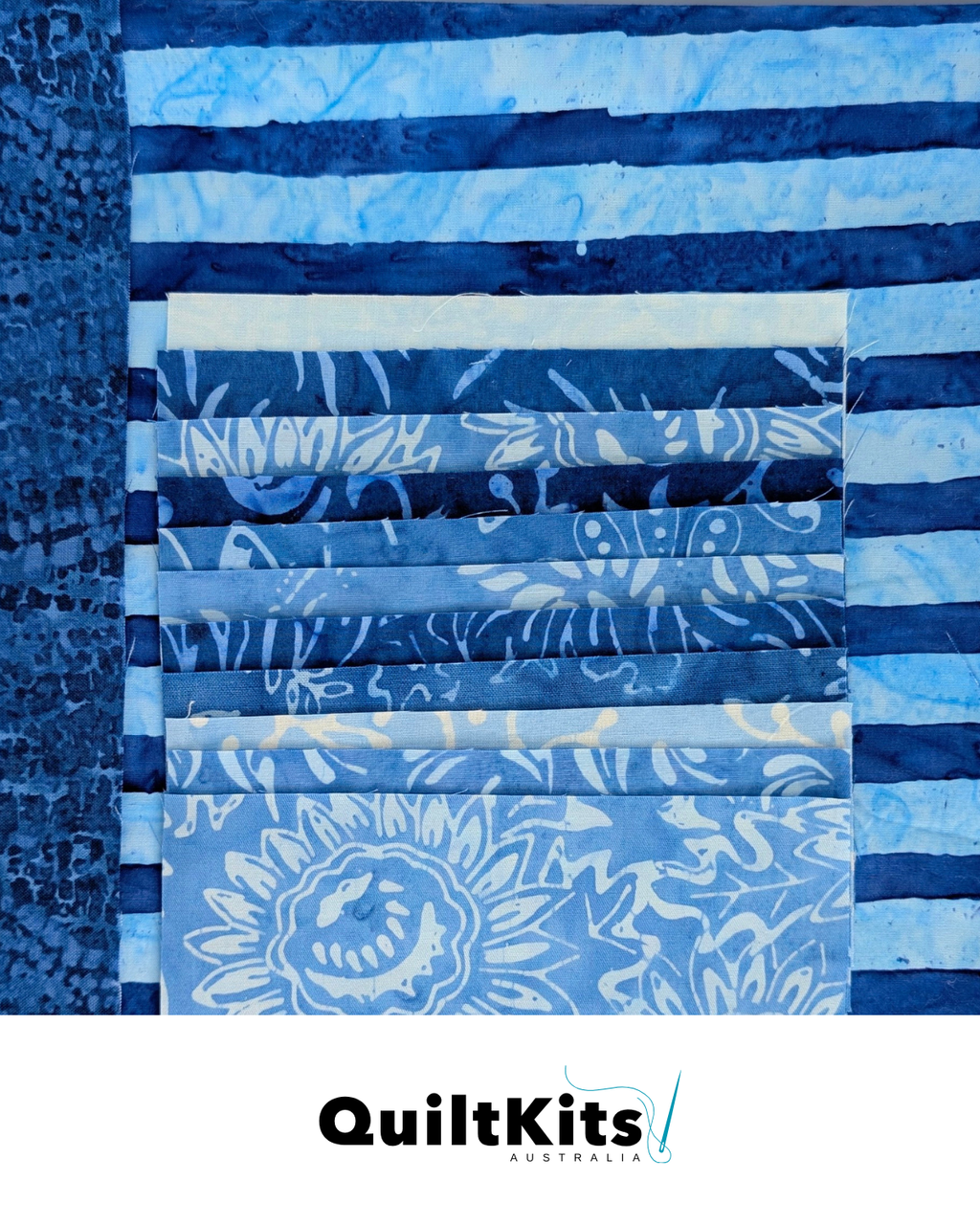 Easy Strip Quilt Kit - Throw - Batik Blue Complete Kit