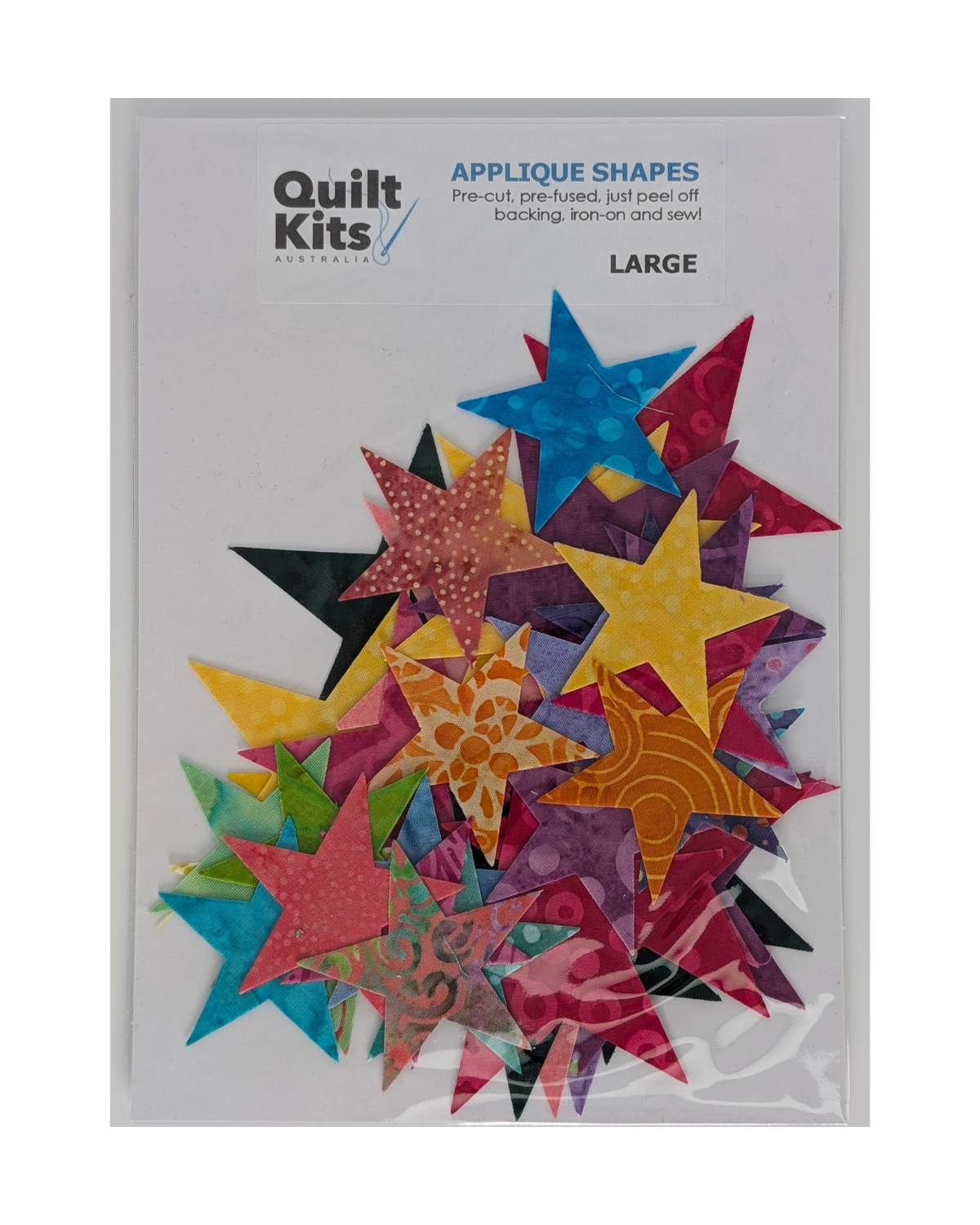 Pre-fused Applique Stars - Large - Batik