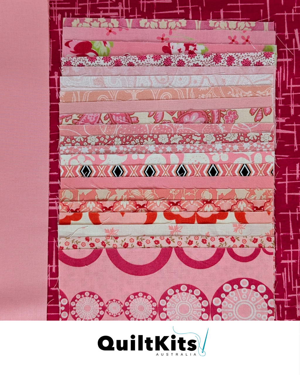 Easy Strip Quilt Kit - Throw - Dark Pink Complete Kit