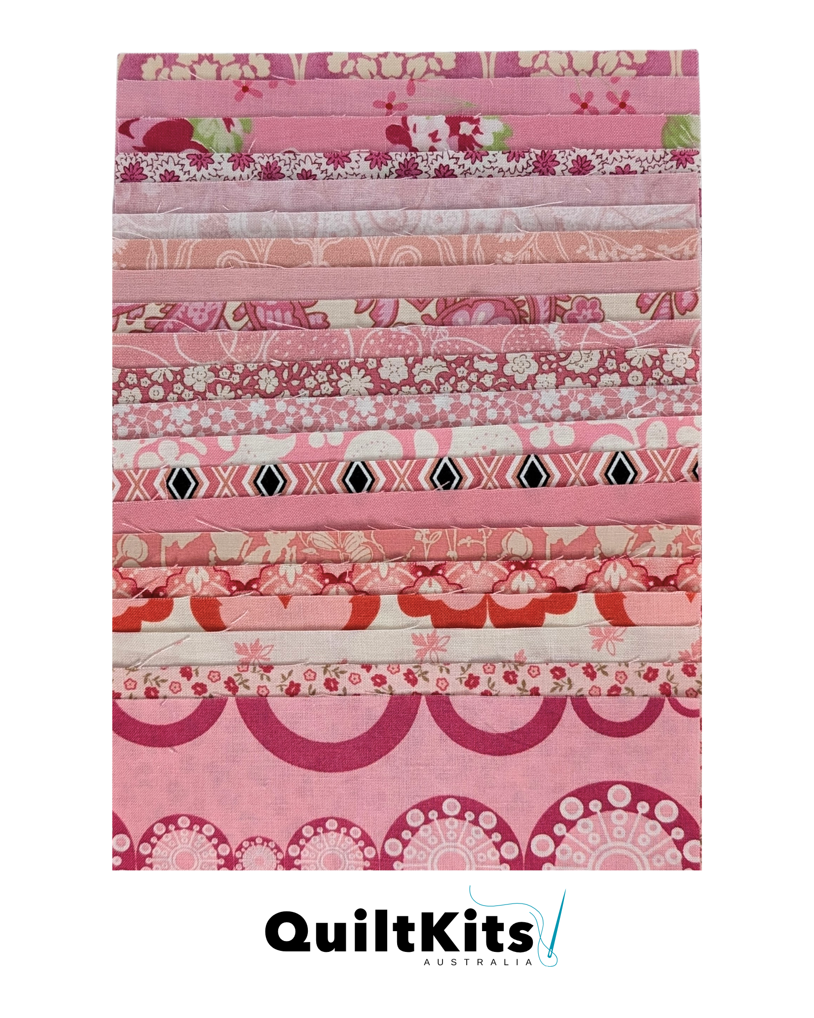 Easy Strip Quilt Kit - Throw - Dark Pink Complete Kit