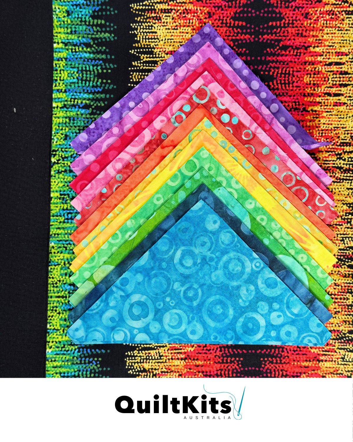 Triangle Complete Quilt Kit - Rainbow Batik