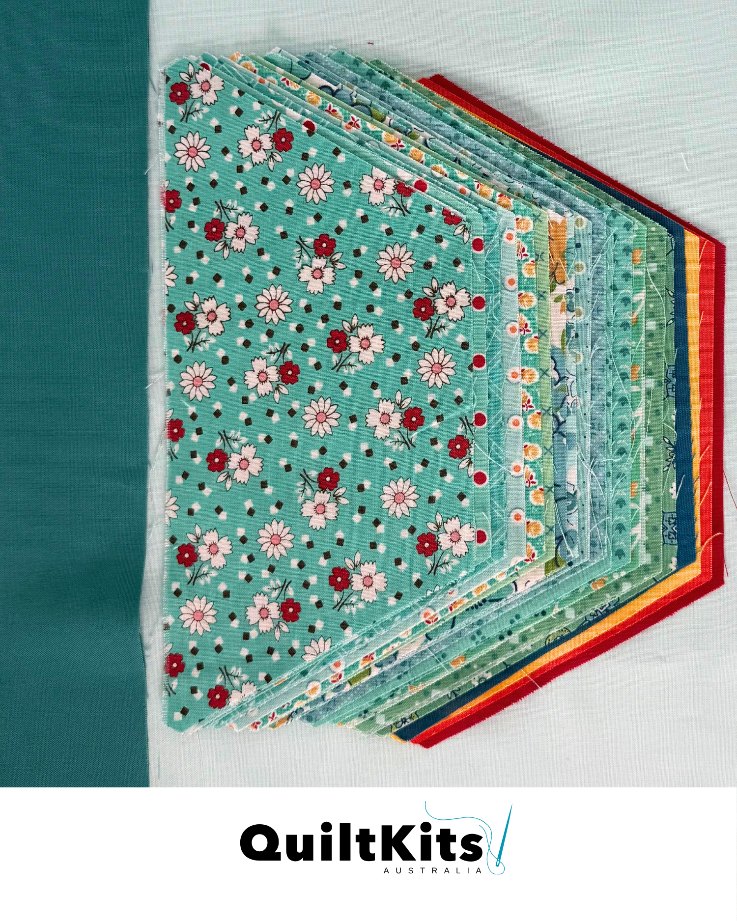 Hexie Complete Quilt Kit - Lori Holt Teal