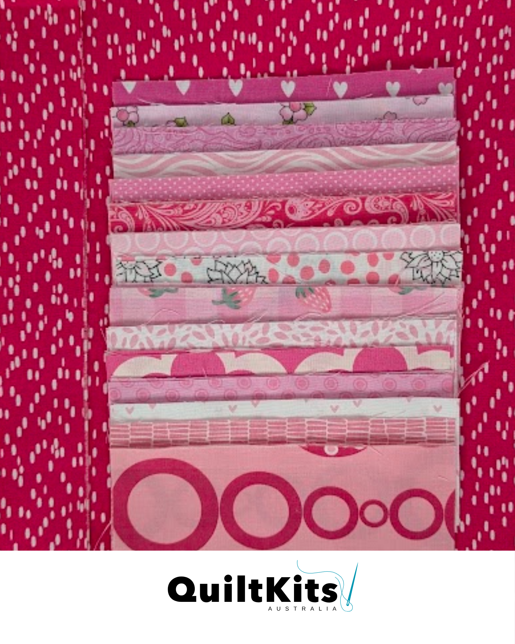 Easy Strip Quilt Kit - Small - Dark Pink Complete Kit
