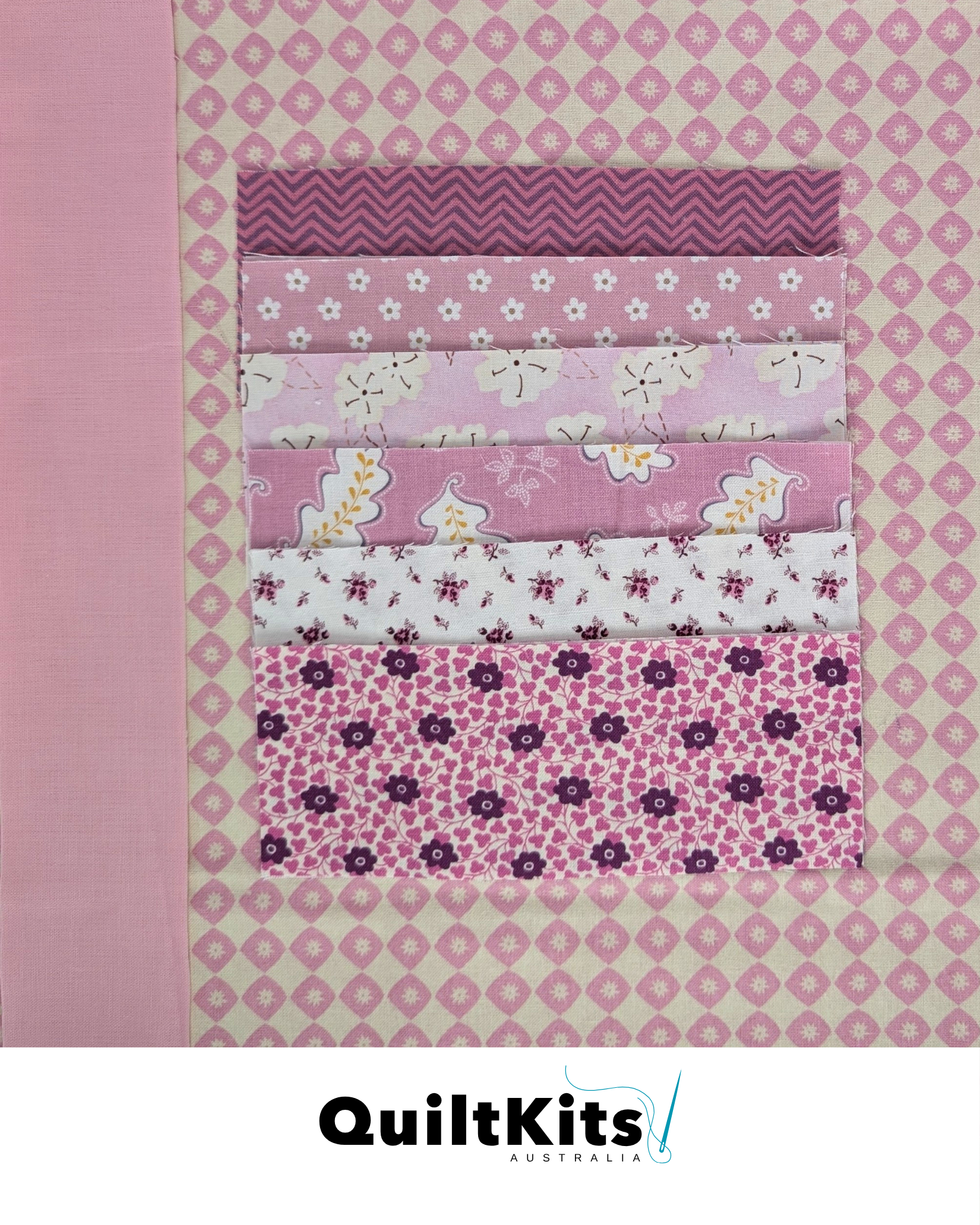 Easy Strip Quilt Kit - Throw - Light Pink Complete Kit