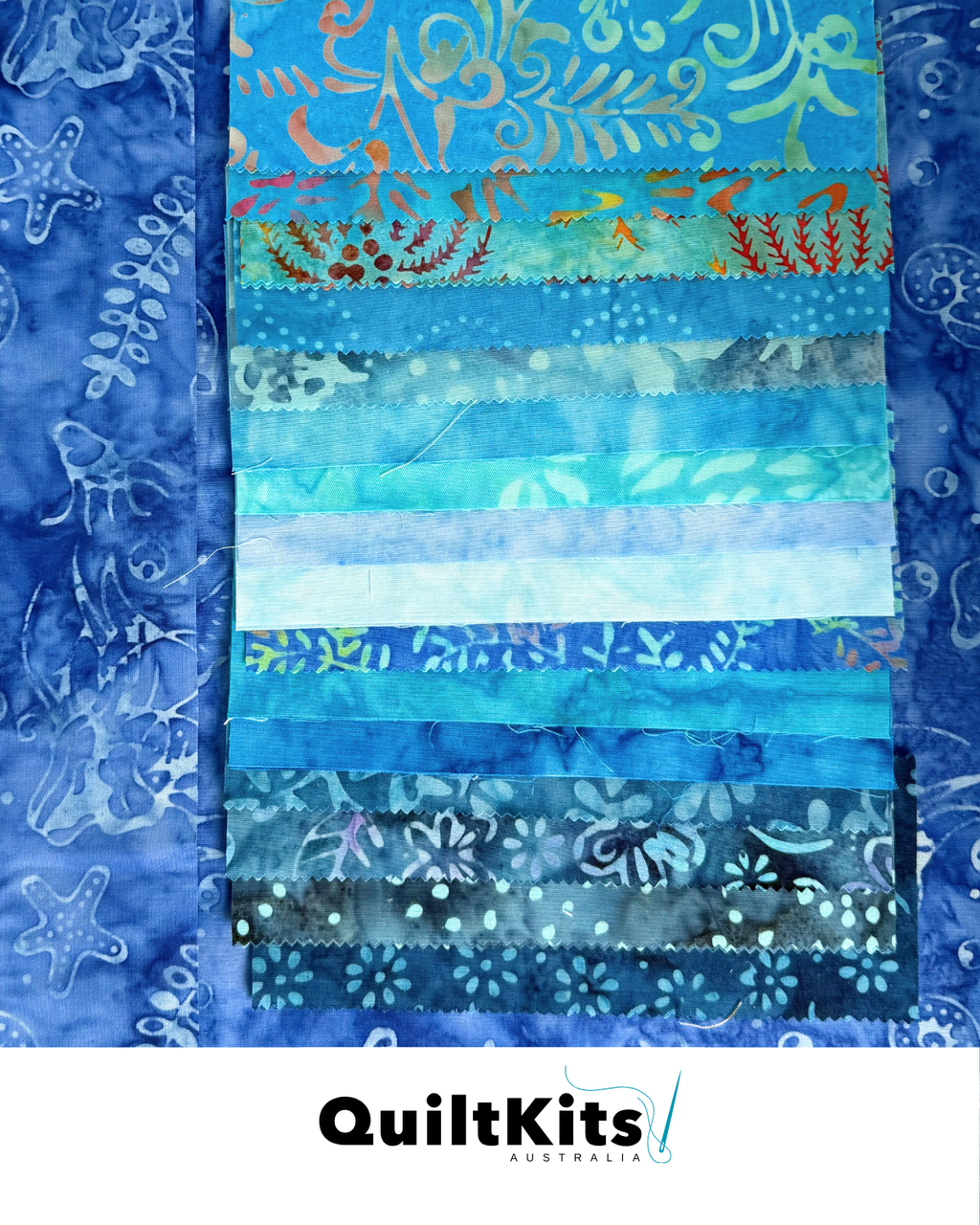 Easy Strip Quilt Kit - Throw - Batik Blue Complete Kit
