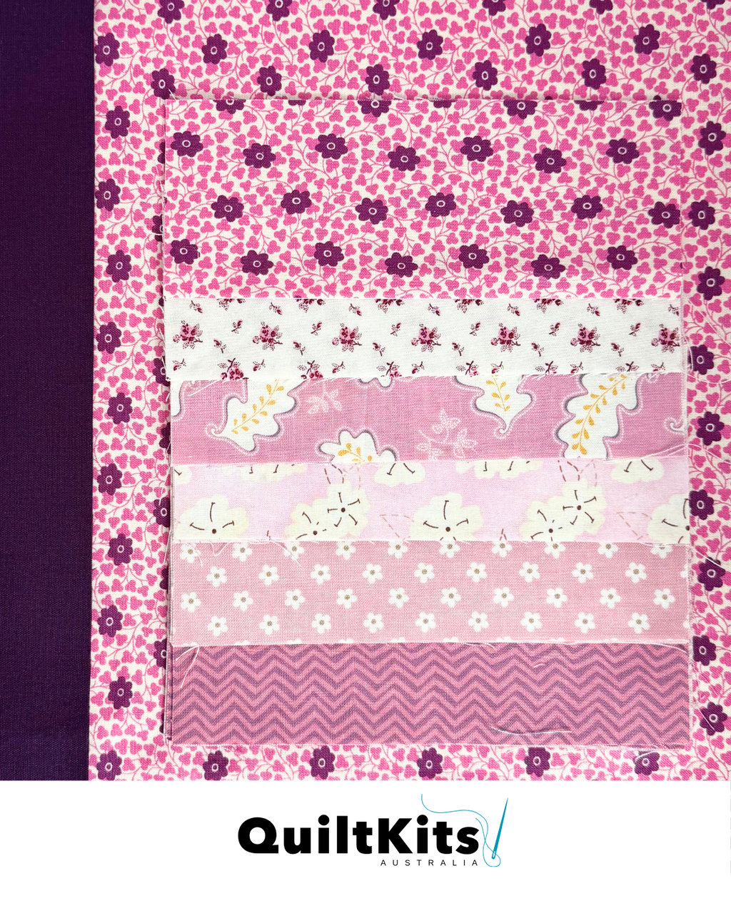 Easy Strip Quilt Kit - Throw - Light Pink Complete Kit